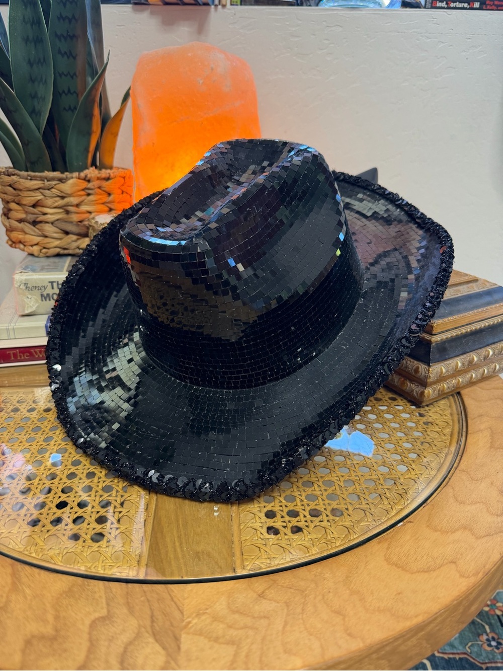 KBW Black Mirror Ball Disco Cowboy Hat Western Festival 7 1/4